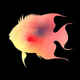 watercolor silhouette of fish