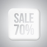 White plastic 70% SALE button