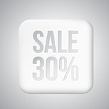 White plastic 30% SALE button