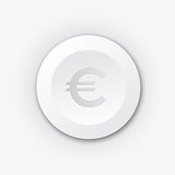 White plastic button with euro sign