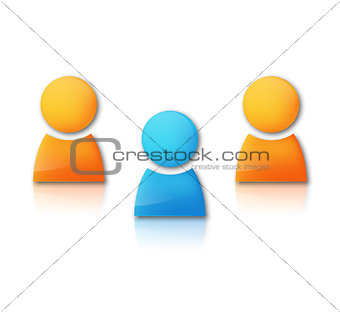 Vector glossy people icons on white