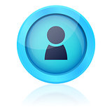 Blue vector button with people