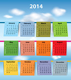 Colorful calendar for 2014