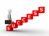 Businessman climbing stairs of success
