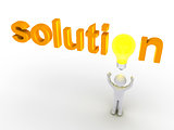 Solution word with light bulb and a person