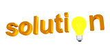 Solution word with light bulb