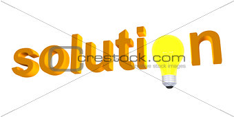 Solution word with light bulb