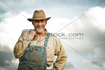 1930s farmer smiling at the camera  
