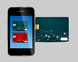 Credit card and Phone vector illustration