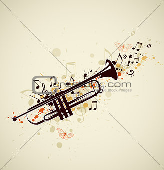  Abstract trumpet and notes