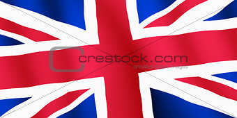 British Union Jack flag ripples close up.