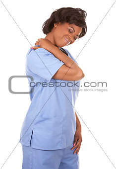nurse having a neck pain
