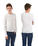 Slim teenager with blank white shirt