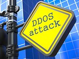Internet Concept. DDOS Attack Roadsign.