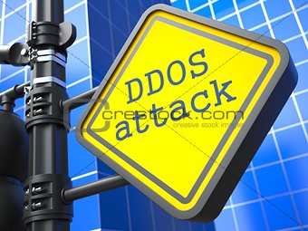 Internet Concept. DDOS Attack Roadsign.