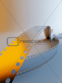 photo film on a blue background with yellow light