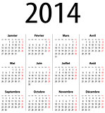 French Solid Calendar grid for 2014