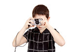 small boy photographing horizontal with digital camera