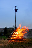 big walpurgis night fire with witch on pile