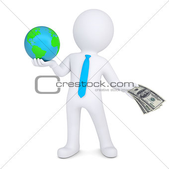 3d man changes the planet earth for money