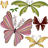 Set fantasy striped butterflies
