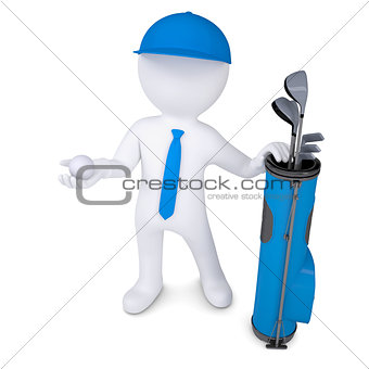 3d white man holding a golf ball