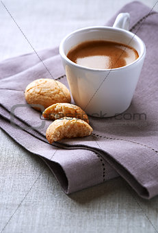 Cup of espresso with biscotti