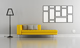 Minimalist gray and yellow lounge