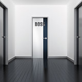 Corridor of modern office and door of the boss