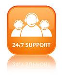 24/7 support (customer care team) glossy orange reflected square