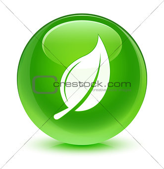 Leaf icon glassy green button