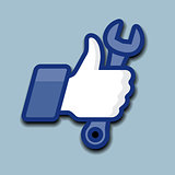 Like/Thumb Up simbol icon with wrench, vector Eps10 illustration