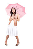 Woman with pink umbrella