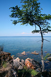 View to the Lake Baikal from the rocky shore