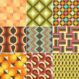 Set of Colorful Retro Seamless Pattern