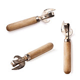 can opener with wooden handle
