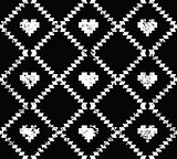 Seamless aztec tribal pattern with hearts - grunge, retro style