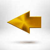 Left Arrow Sign with Gold Metal Texture