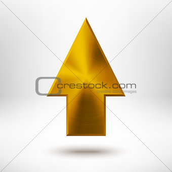 Up Arrow Sign with Gold Metal Texture