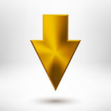Down Arrow Sign with Gold Metal Texture