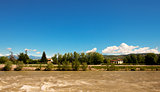 Brown River and Blue Sky