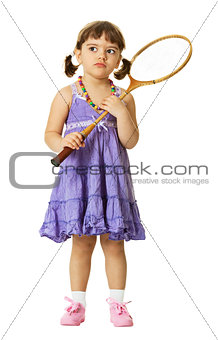 Little girl with a badminton racket