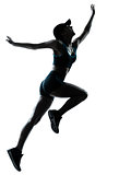 woman runner jogger jumping