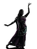indian woman dancer dancing  silhouette