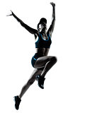 woman runner jogger jumping