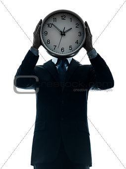 business man holding clock silhouette
