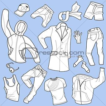 Seamless background man clothes collection