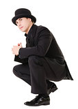 Retro stylish man in black suit