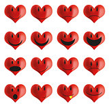 Set of heart shaped smileys