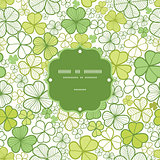 Vector clover line art frame seamless pattern background with hand drawn elements.